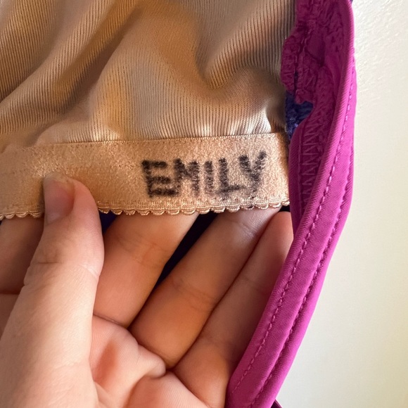 Capezio, XS, purple & pink, leotard, crossing back straps, built in bra, ballet - Picture 3 of 4